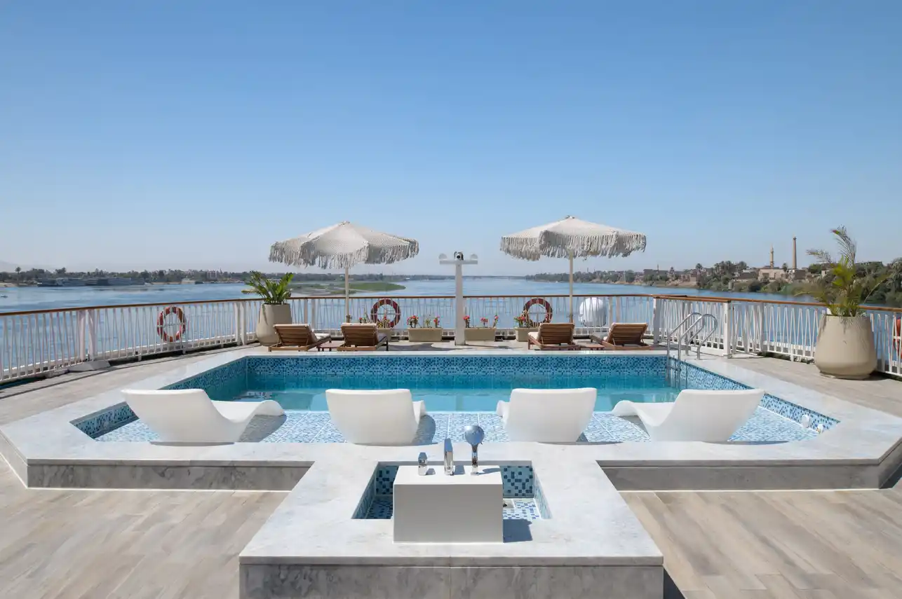 Sun deck of the MS Tamr Henna Nile Cruise Nile cruise